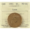 Image 1 : Loon $1 1991 Loon ICCS MS66