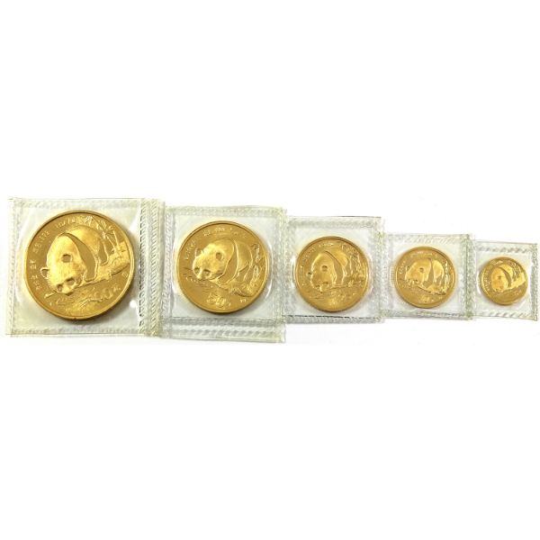 China Gold 1987 Panda .999 Fine Fractional 5-coin Set (Tax Exempt)