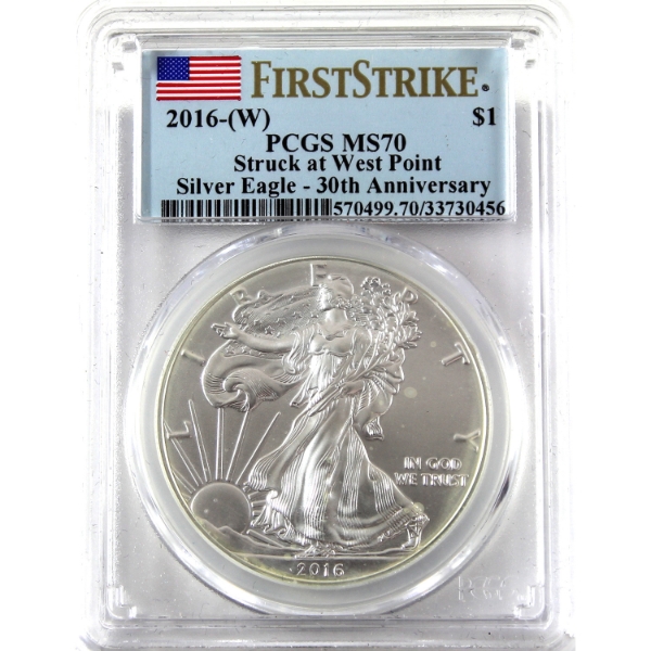 USA Silver 2016W $1 Silver Eagle 30th Ann. Struck at West Point PCGS MS70 (Tax Exempt)