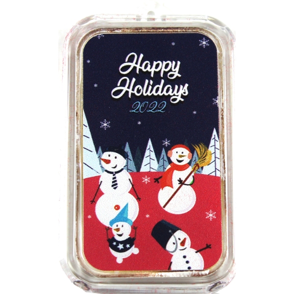 1oz APMEX 2022 Happy Holidays .999 Fine Silver Bar w/ Selective Colour (Tax Exempt)