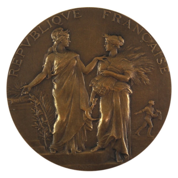 France 1907 Ministry of Agriculture Medal, 68.09g-Bronze, 50mm