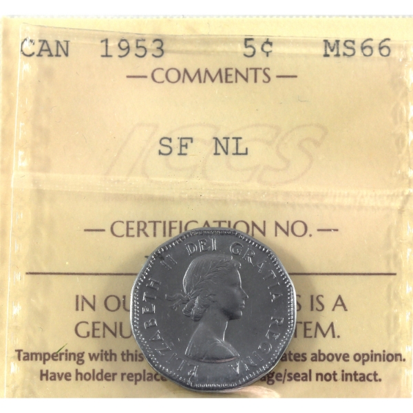 5-cent 1953 SF NL ICCS MS66