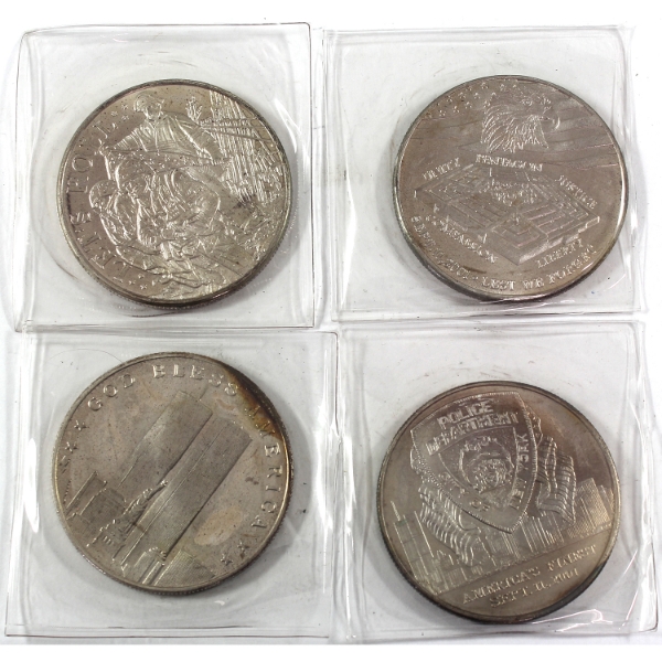 4x 1oz 9/11 Commemorative Rounds w/ Assorted Designs .999 Fine Silver Rounds. 4pcs. (Tax Exempt)