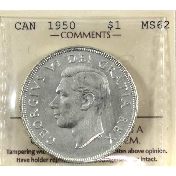Silver $1 1950 SWL ICCS MS62