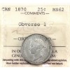 Image 1 : 25-cent 1870 Obverse 1 ICCS MS62 