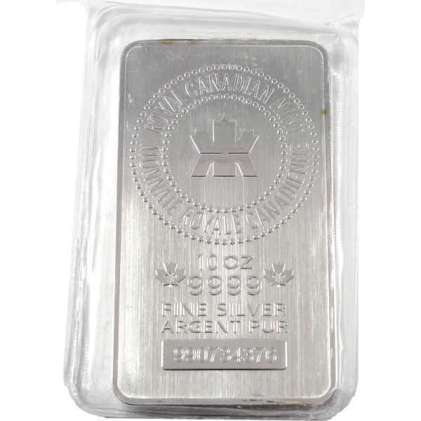 10oz RCM .9999 Fine Silver Bar (Tax Exempt)