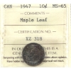 Image 1 : 10-cent 1947 Maple Leaf ICCS MS65