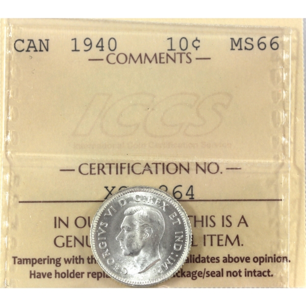 10-cent 1940 ICCS MS66