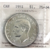 Silver $1 1951 SWL ICCS PL64