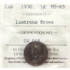 Image 1 : 1-cent 1930 ICCS MS63 Lustrous Brown 