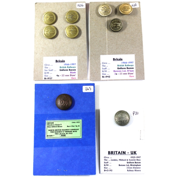 Lot of 9x Great Britain Railway Uniform Buttons. 9pcs
