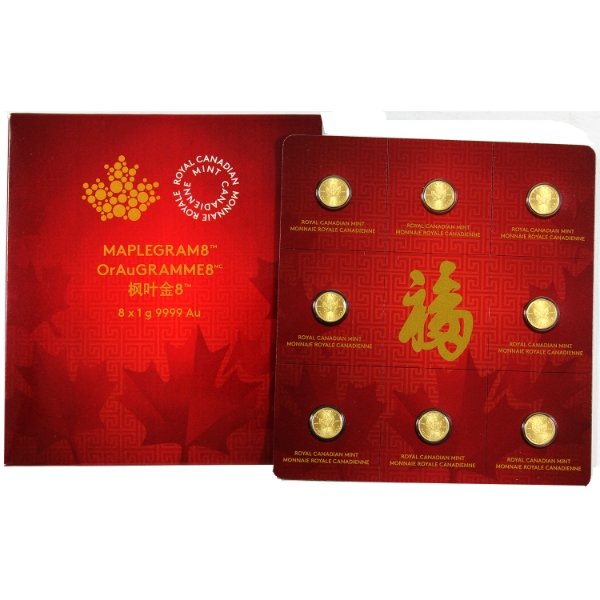 2016 Gold 50-cent RCM Maplegram 8x 1g .9999 Fine Gold Coins in Original Packaging (Tax Exempt)