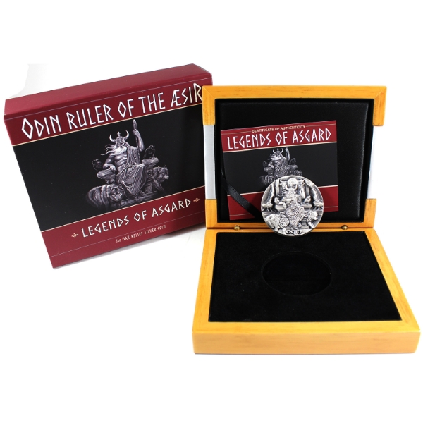 Tokelau 2016 $10 Legends of Asgard- Odin 3oz. .999 Fine Silver Coin in Deluxe  Case (Tax Exempt)