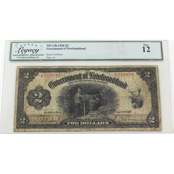 NF-13b 1920 $2 Legacy F12 Hickey-Brownrigg SN: A240646
