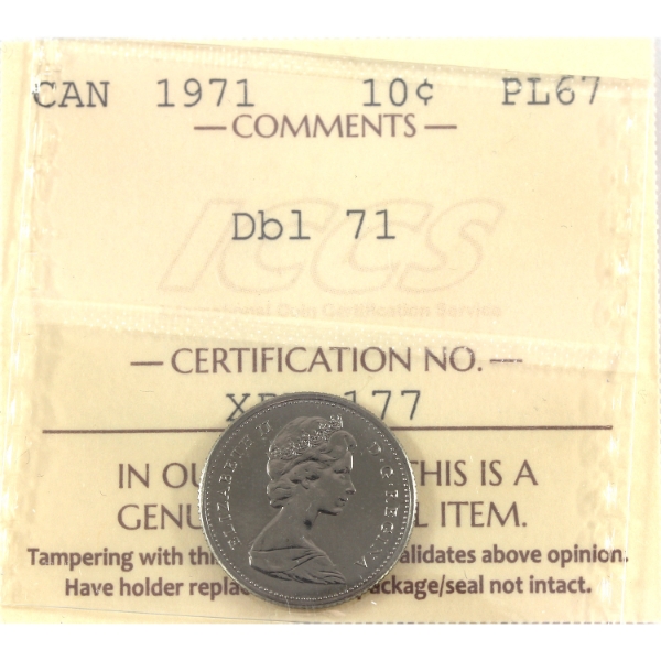 10-cent 1971 Dbl 71 ICCS PL67