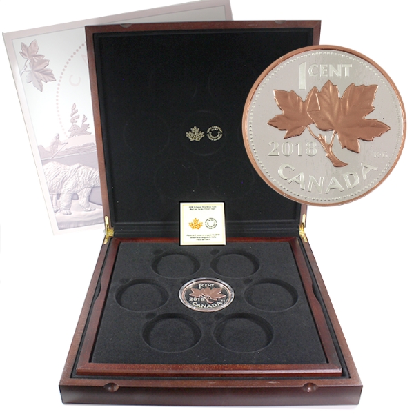 *2018 1-cent Big Coin Rose-Gold Plated 5oz .9999 Fine Silver in Deluxe Subscription Case