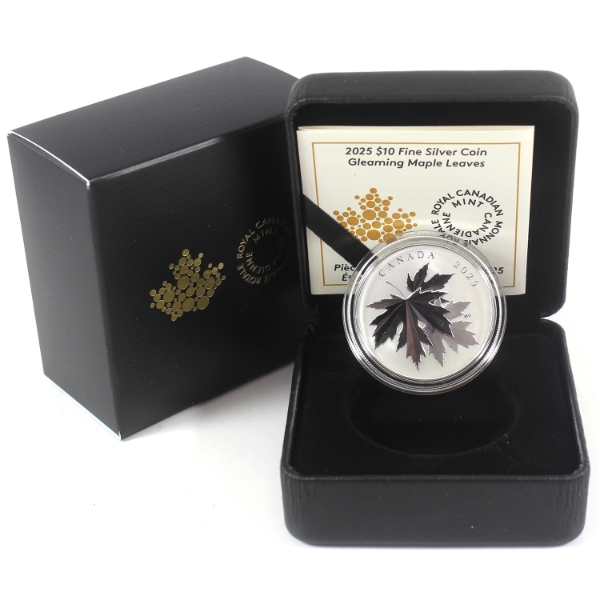 2025 $10 Gleaming Maple Leaves 1/2oz .9999 Fine Silver Coin (Tax Exempt)