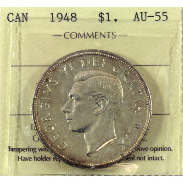 Silver $1 1948 ICCS AU55