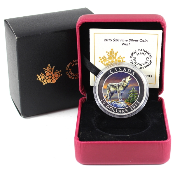 2015 $20 Wolf Fine Silver Coin with Selective Colour (Tax Exempt)