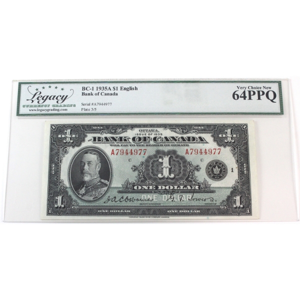 BC-1 1935A $1 English Legacy CUNC64 PPQ Osborne-Towers SN: A7944977