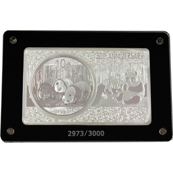 China Silver 2013 30th Anni. of Chinese Silver Panda Coins 3oz .999 Fine Silver Coin & Bar Set