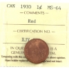 Image 1 : 1-cent 1930 ICCS MS64 Red