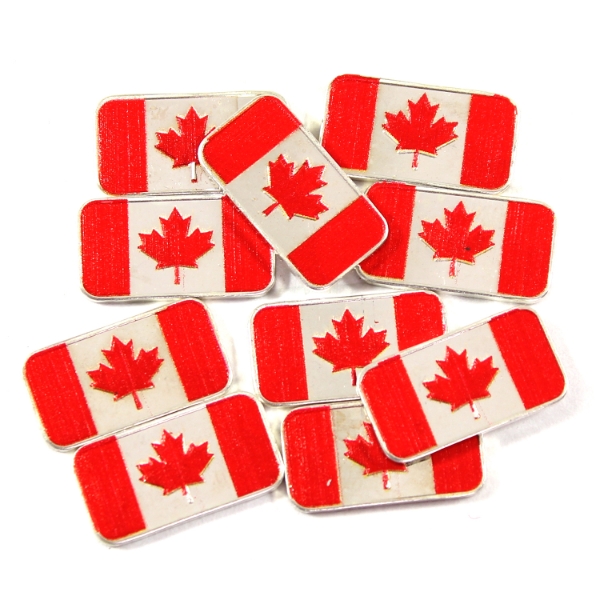 10x 1g RSSC Coloured Canadian Flag .999 Fine Silver Bars. 10pcs. (Tax Exempt)