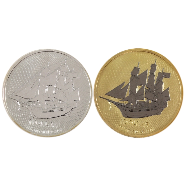 2x 1oz Cook Islands 2020 & 2021 $1 Bounty Ship .999 Fine Silver Rounds. 2pcs. (Tax Exempt)