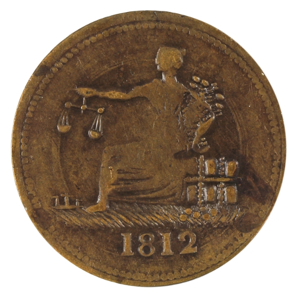 CH-LC-48-1 1812 Tiffin Token, Brass, AU-UNC