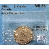 Image 1 : 5-cent 1964 Extra Water Line CCCS MS64