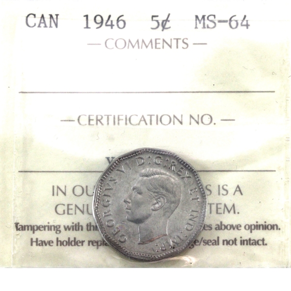5-cent 1946 ICCS MS64