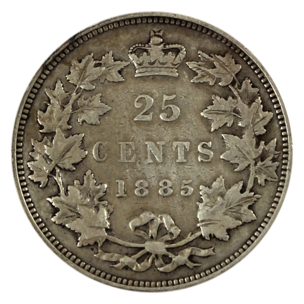 25-cent 1885 Curved Top 5 VF