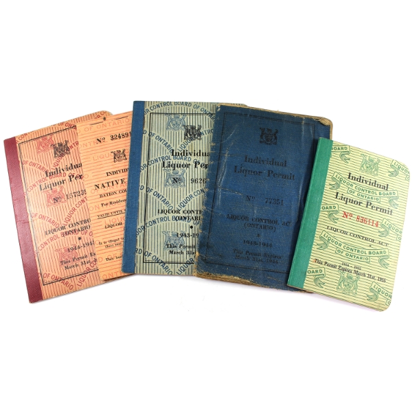Bulk Lot of 1943-1955 Individual Liquor Permit Booklets. 5pcs.