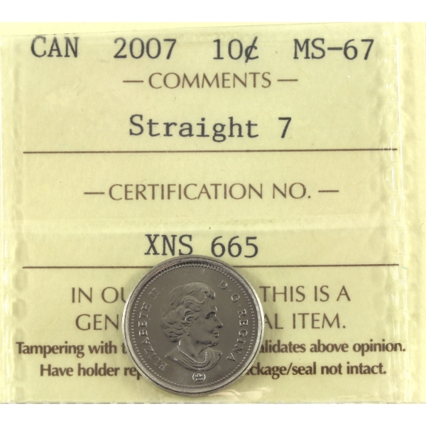 10-cent 2007 Straight 7 ICCS MS67