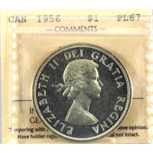 Silver $1 1956 ICCS PL67 Cameo