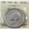 Image 1 : Silver $1 1947 Maple Leaf ICCS AU55