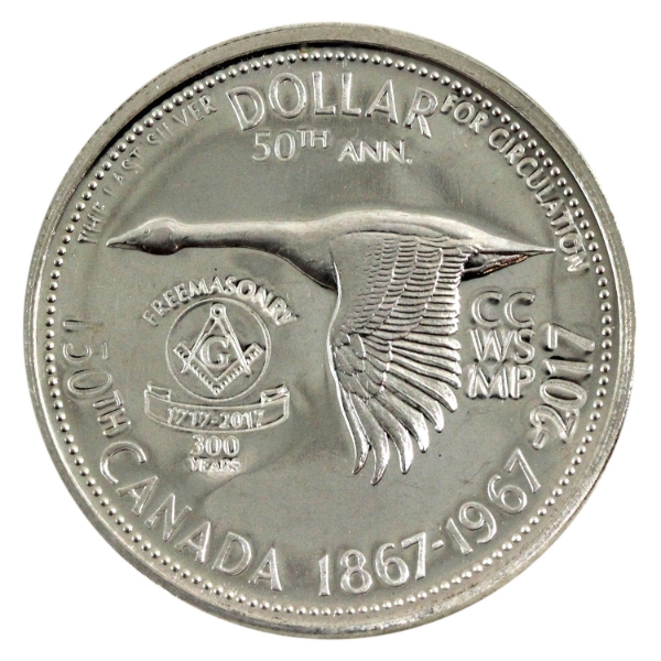 Canada Silver $1 1967 CTSP Canada 150, Free Masonry. Limited Mintage of 200