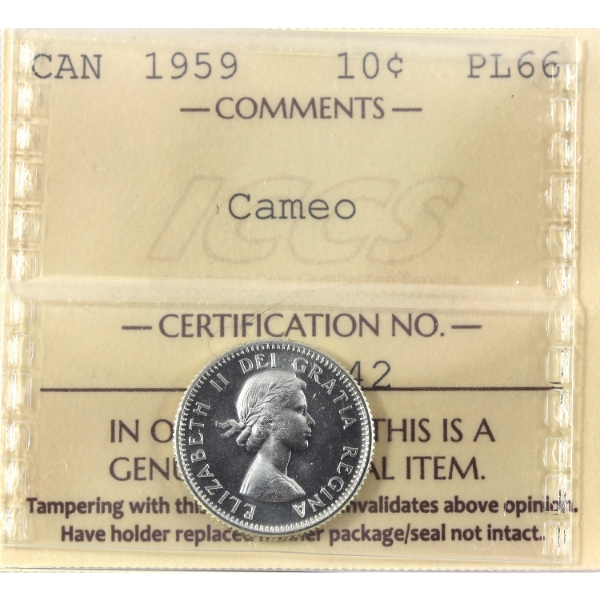 10-cent 1959 ICCS PL66 Cameo