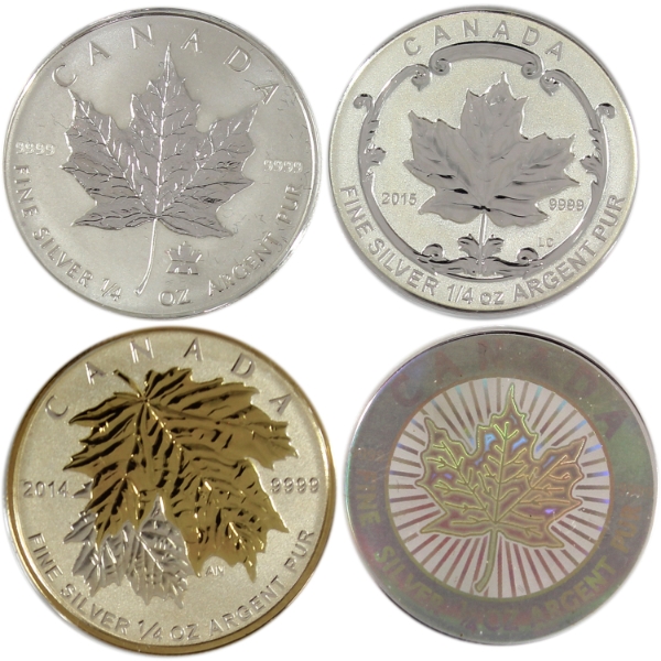 Group Lot of 2003-2015 $3 1/4oz .9999 Fine Silver Coins. 4pcs. (Tax Exempt)