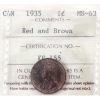 Image 1 : 1-cent 1935 ICCS MS63 RD & BN 
