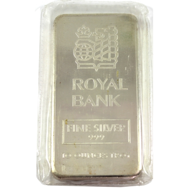 10oz Johnson Matthey c.1989 Royal Bank .999 Silver Bar, SN: 004282. Mintage of <250! (Tax Exempt)