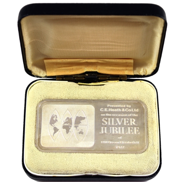 RARE! 100g Johnson Matthey 1977 Silver Jubilee .999 Fine Silver Bar in Original Case (Tax Exempt)