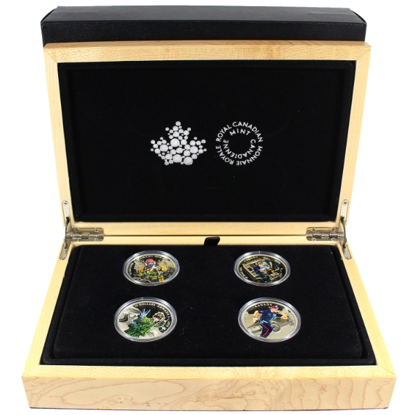 2016 $15 National Heroes .9999 Fine Silver 4-coin Set w/ Selective Colour (tax Exempt)
