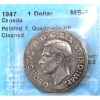 Silver $1 1947 Pointed 7, Quadruple HP CCCS MS60 (Cleaned)