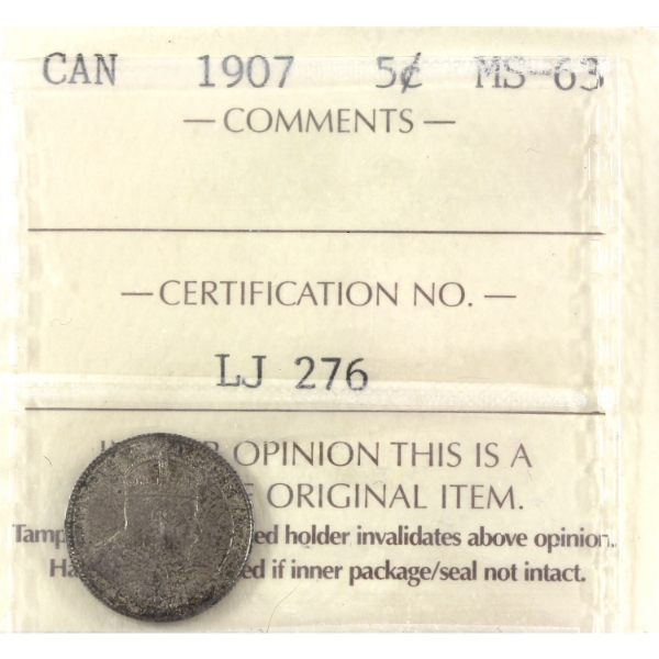 5-cent 1907 ICCS MS63