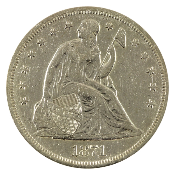 USA Silver 1871 Seated Liberty Dollar EF