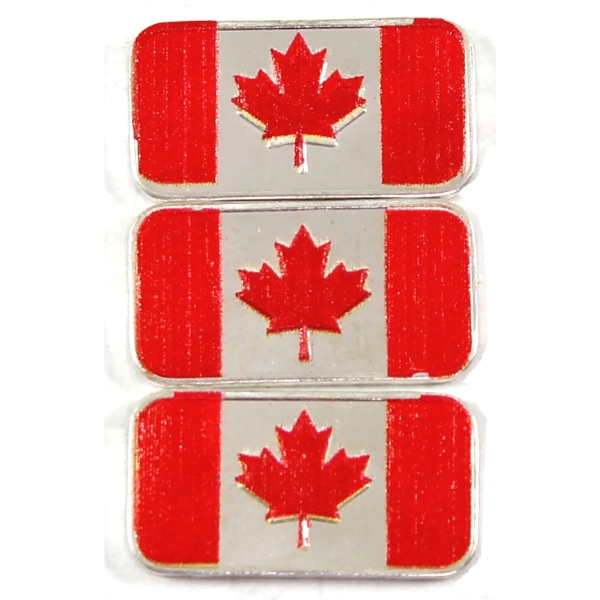 3x 1g RSSC Coloured Canadian Flag .999 Fine Silver Bars. 3pcs. (Tax Exempt)