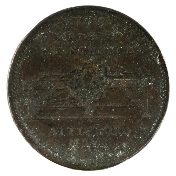 USA Peck & Burnham Boston Wholesale Dealers in French, British & American Dry Goods Hard Times Token