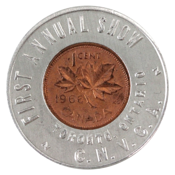 1966 C.N.V.C.A. First Annual Show Toronto Ontario Good Luck Token with 1966 1-cent