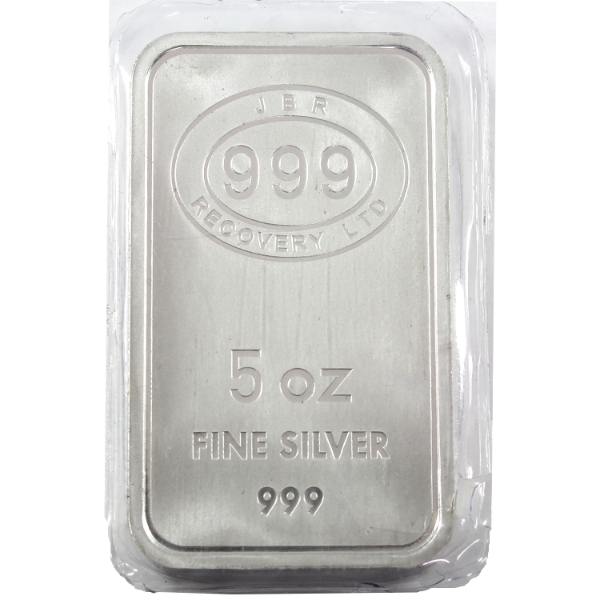 5oz JBR Recovery Ltd .999 Fine Silver Bar (Tax Exempt)